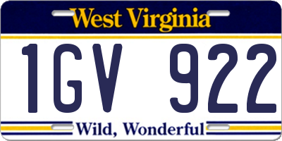 WV license plate 1GV922