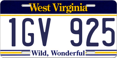 WV license plate 1GV925