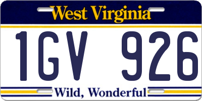 WV license plate 1GV926