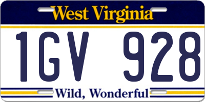 WV license plate 1GV928