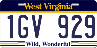 WV license plate 1GV929