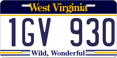 WV license plate 1GV930