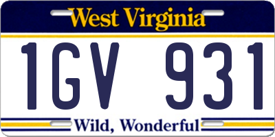 WV license plate 1GV931