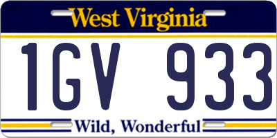WV license plate 1GV933