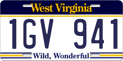 WV license plate 1GV941