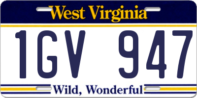 WV license plate 1GV947