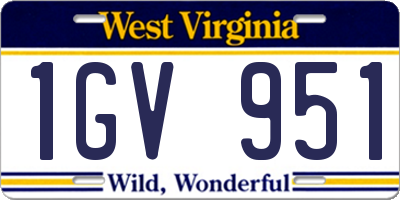 WV license plate 1GV951