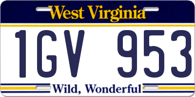 WV license plate 1GV953