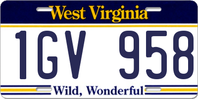 WV license plate 1GV958