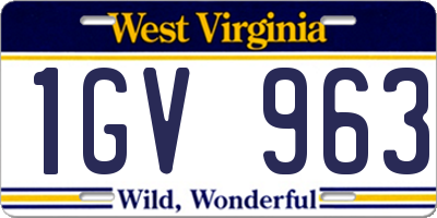 WV license plate 1GV963