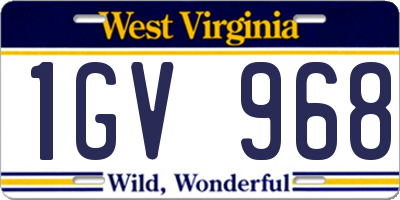 WV license plate 1GV968