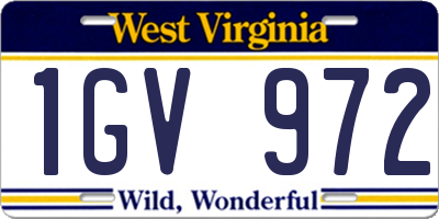WV license plate 1GV972