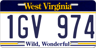 WV license plate 1GV974