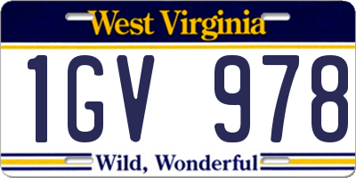 WV license plate 1GV978
