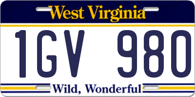 WV license plate 1GV980
