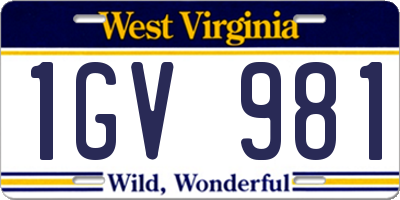 WV license plate 1GV981