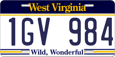 WV license plate 1GV984