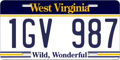 WV license plate 1GV987
