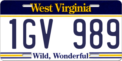 WV license plate 1GV989