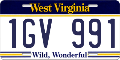 WV license plate 1GV991