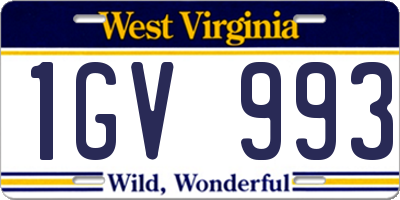 WV license plate 1GV993