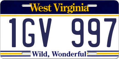 WV license plate 1GV997