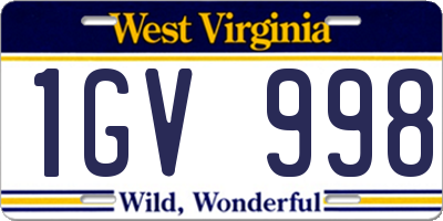 WV license plate 1GV998