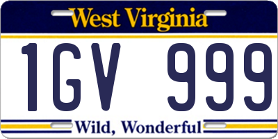 WV license plate 1GV999