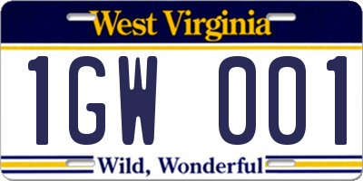 WV license plate 1GW001