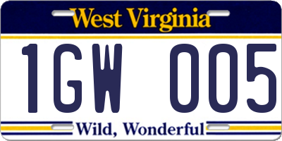 WV license plate 1GW005