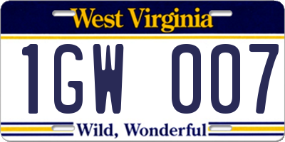 WV license plate 1GW007