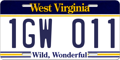 WV license plate 1GW011