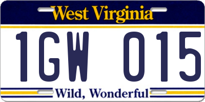 WV license plate 1GW015