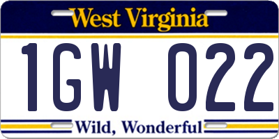 WV license plate 1GW022