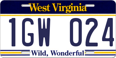 WV license plate 1GW024