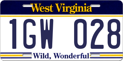 WV license plate 1GW028
