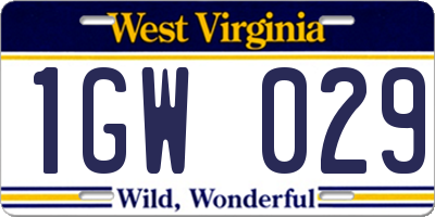 WV license plate 1GW029