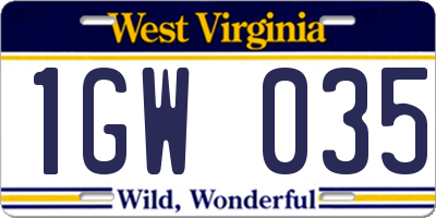 WV license plate 1GW035