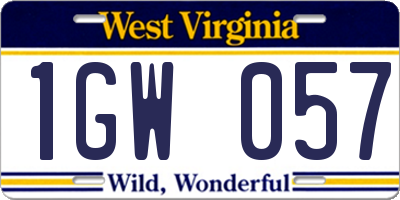 WV license plate 1GW057
