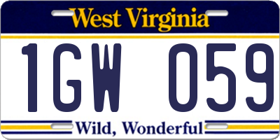 WV license plate 1GW059