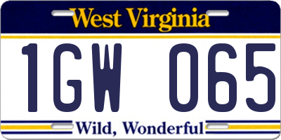 WV license plate 1GW065