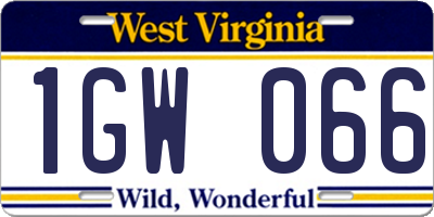 WV license plate 1GW066