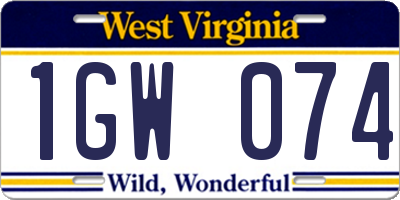 WV license plate 1GW074