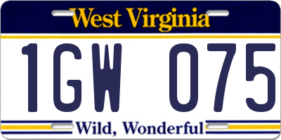 WV license plate 1GW075