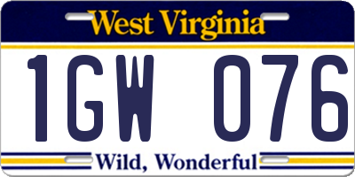 WV license plate 1GW076