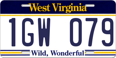 WV license plate 1GW079