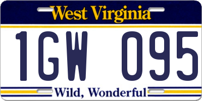 WV license plate 1GW095