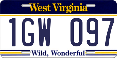 WV license plate 1GW097