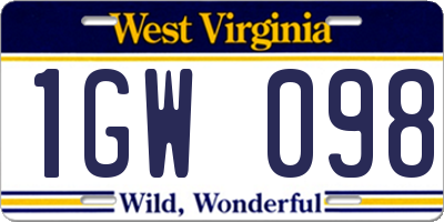 WV license plate 1GW098