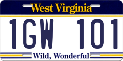 WV license plate 1GW101